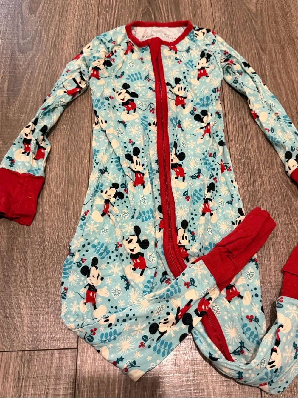 Little Sleepies Blue Mickey Mouse Holiday Zippies 18-24 Months